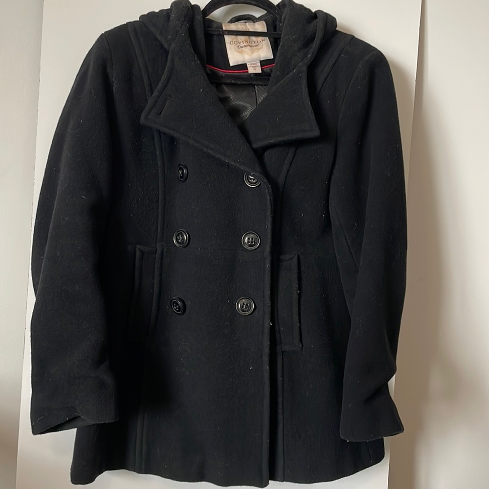 Worthington hooded pea coat, black, Women’s size Small